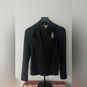 Express Black Halter Long Sleeve Top